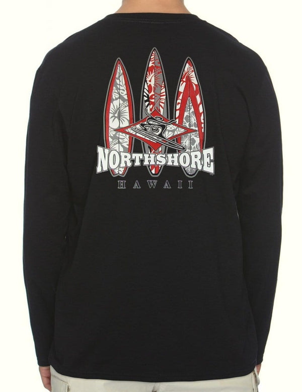 North Shore Hawaii Long Sleeves Sweatshirt Tee Black