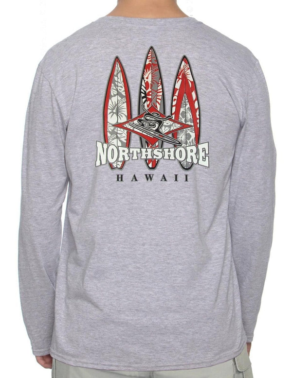 North Shore Hawaii Long Sleeves Sweatshirt Tee Ash