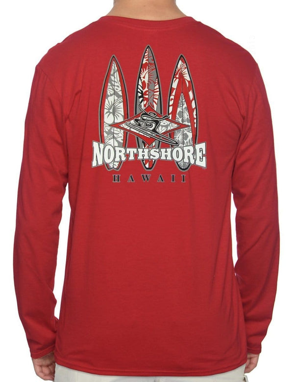 North Shore Hawaii Long Sleeves Sweatshirt Tee Red