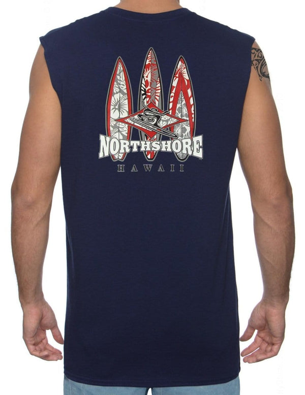 Muscle Tee North Shore Hawaii Surfing Navy