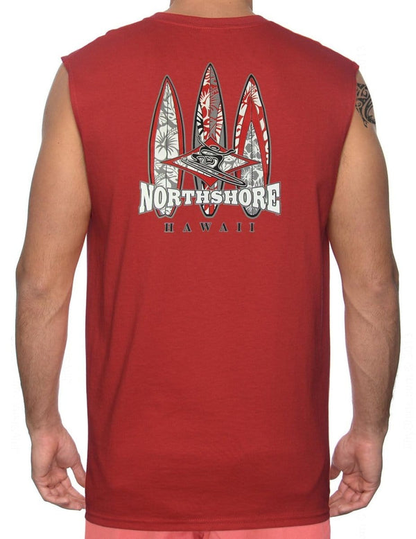 Muscle Tee North Shore Hawaii Surfing Red