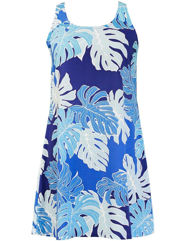 Nuuanu Valley Hawaiian Dress A-Line Back Cutout Blue