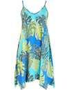 Nuuanu Valley Short Hawaiian Dress with Scarf Hem Aqua