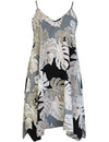 Nuuanu Valley Short Hawaiian Dress with Scarf Hem Charcoal