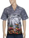 Ocean Dolphins Adventures Hawaiian Border Shirt Gray