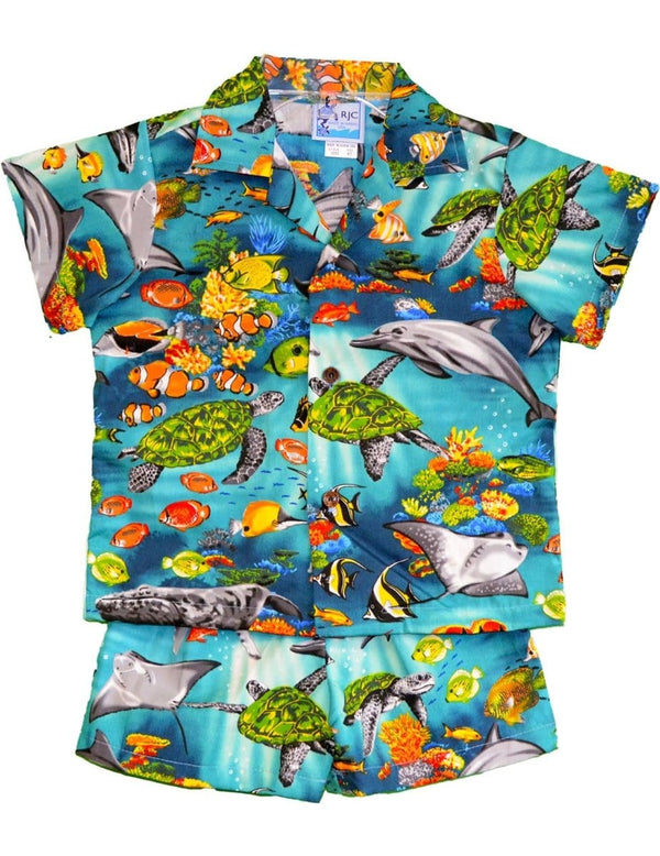 Oceans of Hawaii Toddler Boy's Clothes Set Aqua
