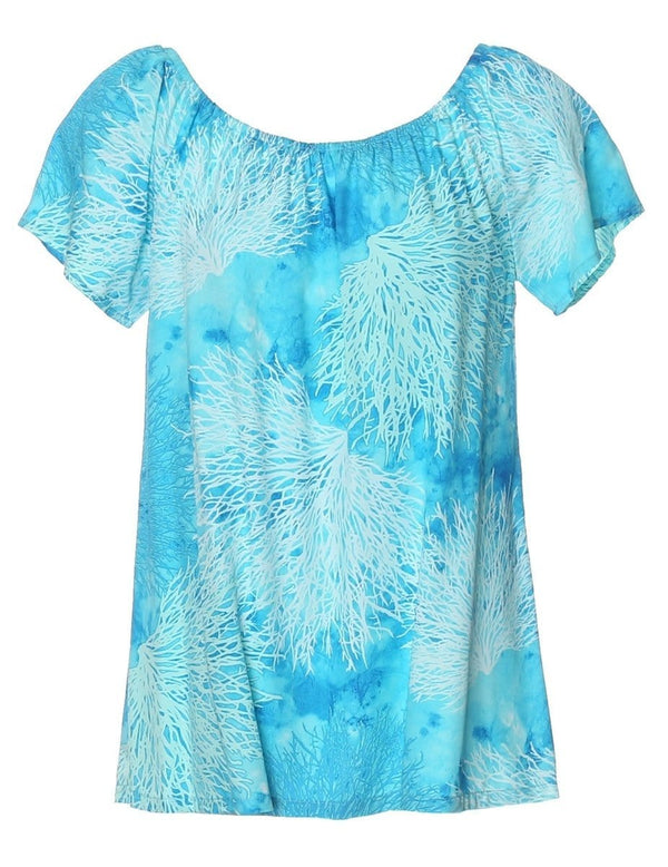 Off-Shoulder Peasant Blouse Island Reef Sea Green