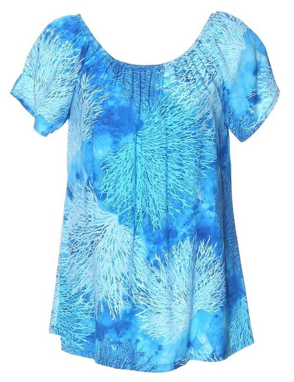 Off-Shoulder Peasant Blouse Island Reef Turquoise