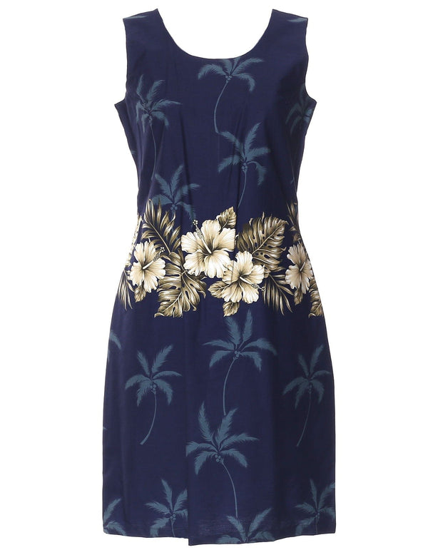 Ohua Short Hawaiian Dress Border Design Navy KY
