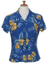 Okalani Fitted Hawaiian Shirt for Women Blue
