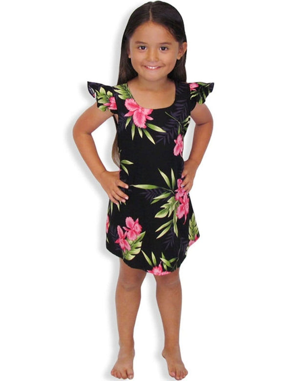 Okalani Rayon Island Dress for Girls Black