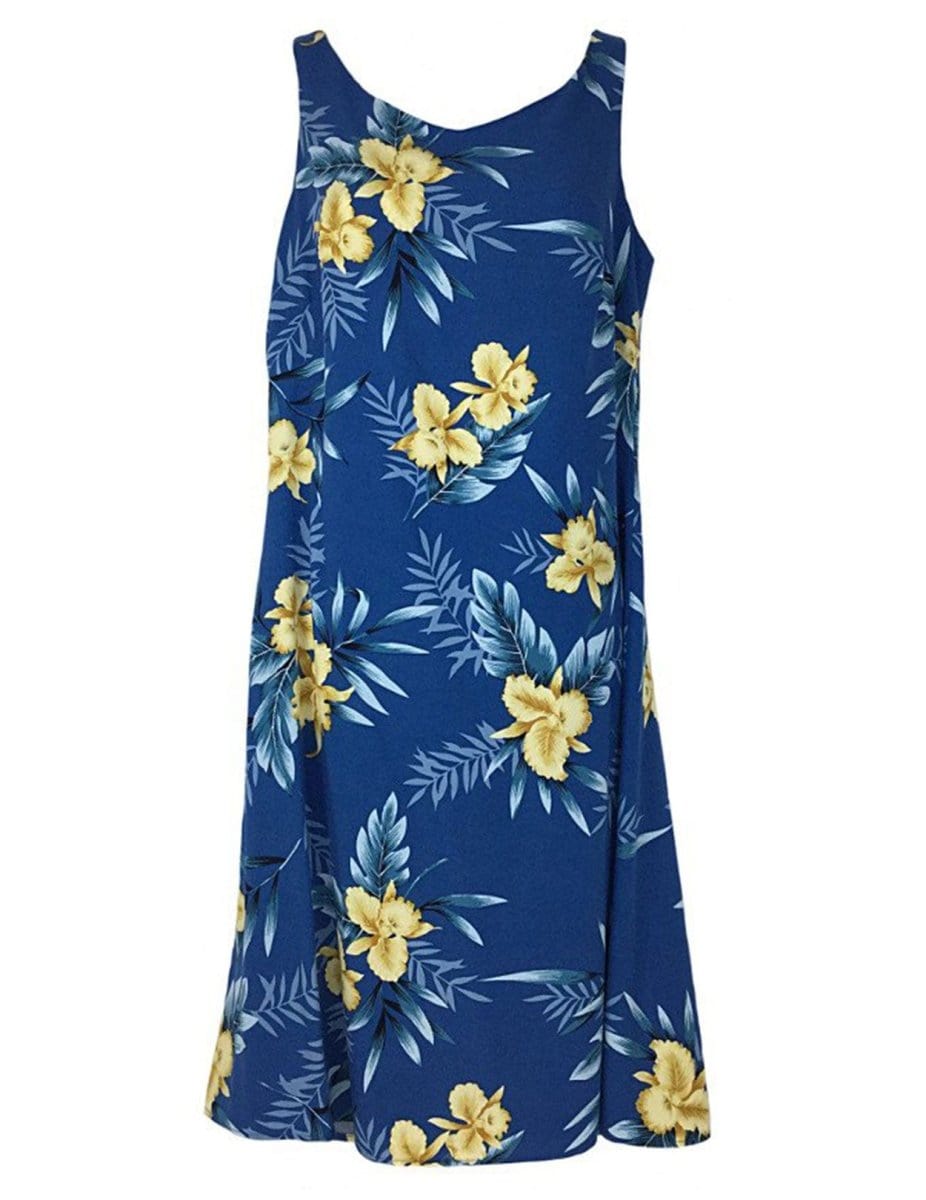 902R-Short Tank Strap Hawaiian Dress Blue XL 902R-Short Tank Strap Hawaiian Dress Blue XL
