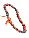 Orange Hand Painted Flower Polished Kukui Nut Candlenut Lei Orange