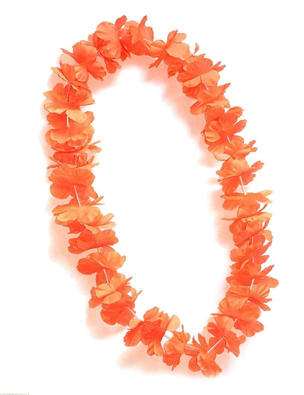 Orange Pumpkin Silk Flower Hawaiian Party Lei Orange