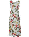 Orchid Pua Long Hawaiian Dress Tie-Back Beige
