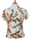 Orchid Pua Women Hawaiian Fitted Shirt Beige