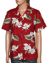 Orchids Makani Camp Hawaiian Shirt for Women Red KY