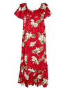 Orchids Makani Muumuu Hawaiian Dress Red