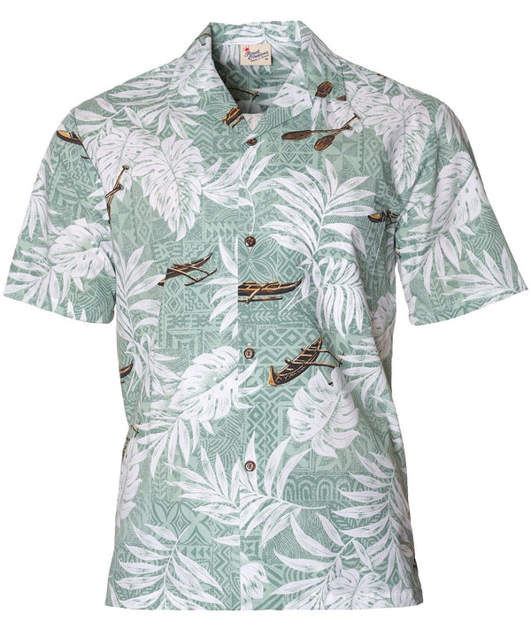 Outrigger Tribal Aloha Shirt Poly Cotton Sage