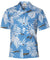 Outrigger Tribal Aloha Shirt Poly Cotton Sky Blue
