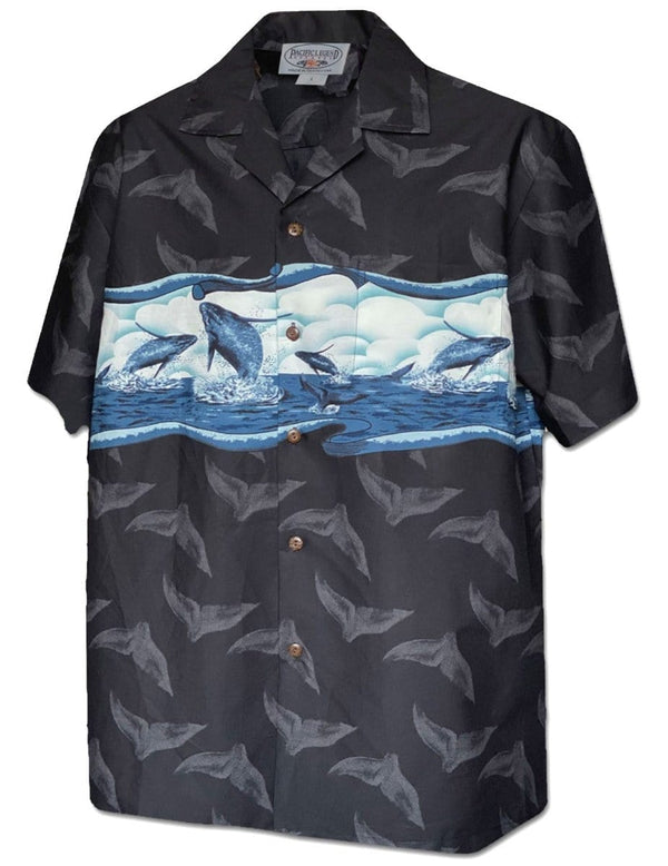 Pacific Whale Tail Hawaiian Shirt Black