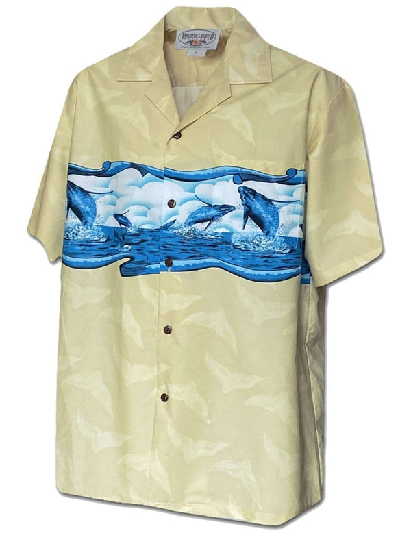 Pacific Whale Tail Hawaiian Shirt Khaki