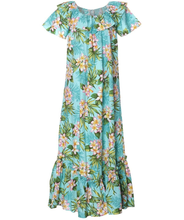 Paina Aloha Long Muumuu Dress Relaxed Fit Aqua