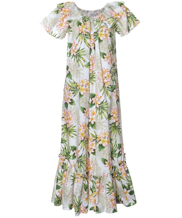 Paina Aloha Long Muumuu Dress Relaxed Fit Cream