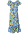 Paina Aloha Long Muumuu Dress Relaxed Fit Sky Blue