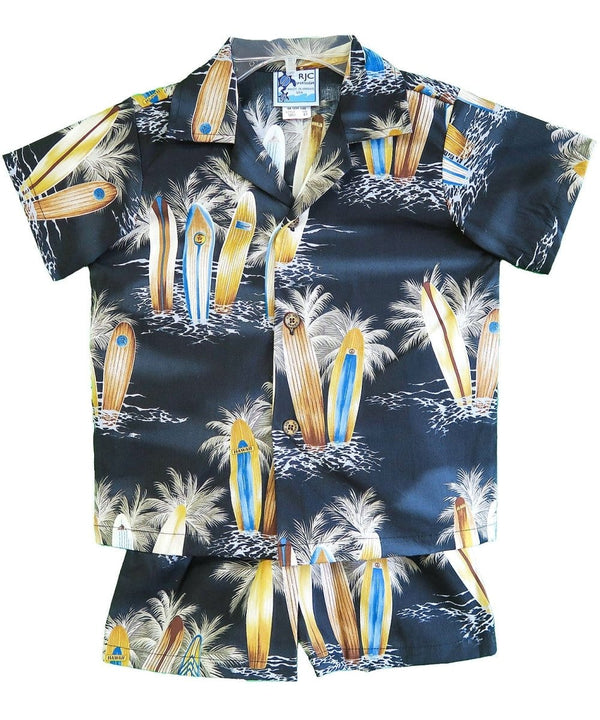 Palms & Surfboards Toddler Boy's Cabana Set Black