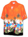 Parrots Beach Men's Aloha Shirt Orange