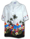 Parrots Beach Men's Aloha Shirt White