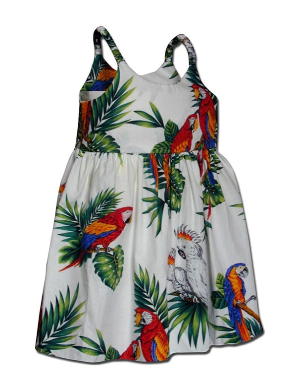 Parrots Island Girl's Hawaiian Sundress White
