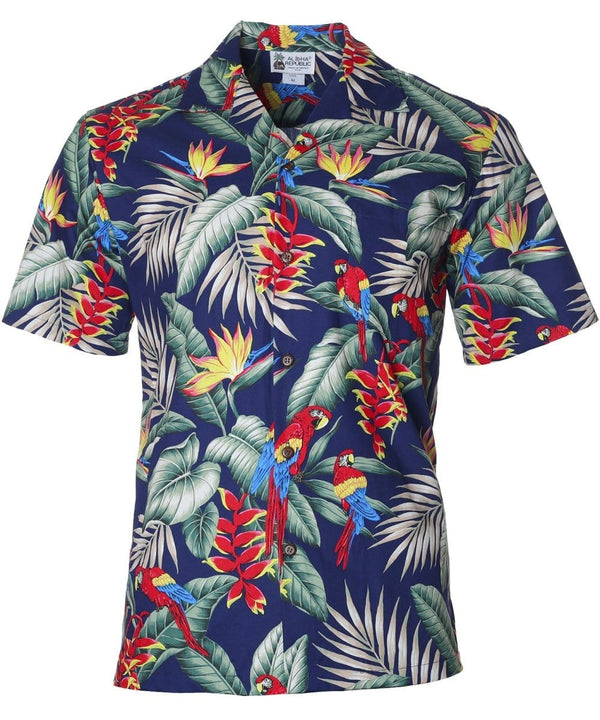 Parrots Republic Aloha Shirt Navy