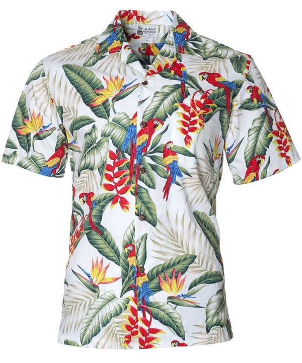 Parrots Republic Aloha Shirt White