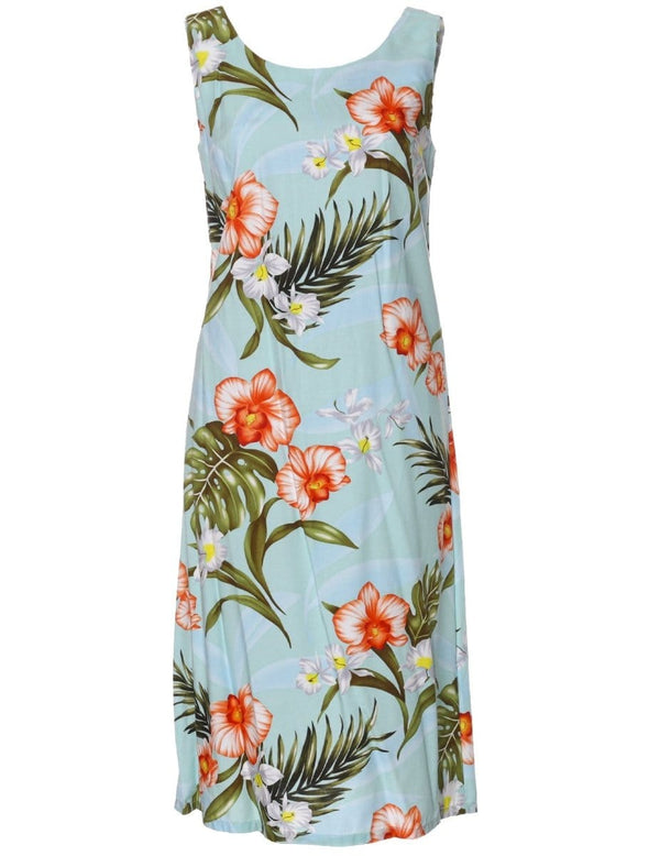 Passion Orchids Bias Sleeveless Knee Length Dress Light Blue KY