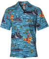 Pearl Harbor Hawaii Navy Ships Shirt Turquoise RJC