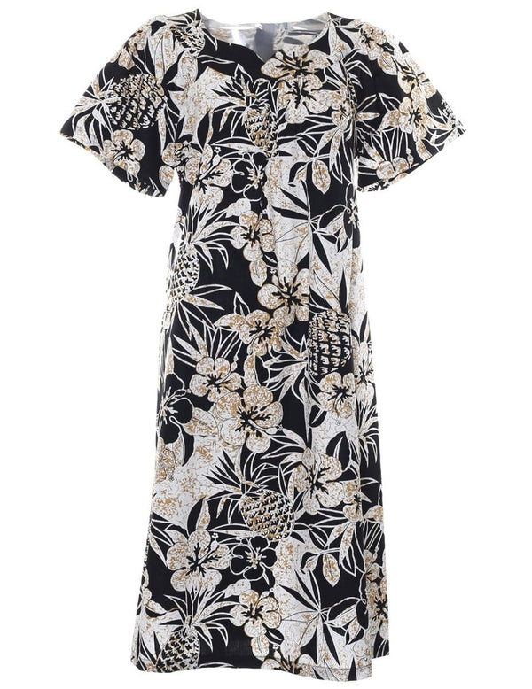 Pineapple Garden Hawaiian Muumuu Black