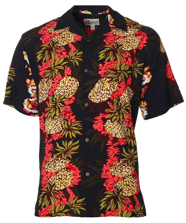 Pineapple Panel Hawaiian Shirt Black