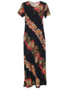 Pineapple Panel Long Maxi Dress with Sleeves Black