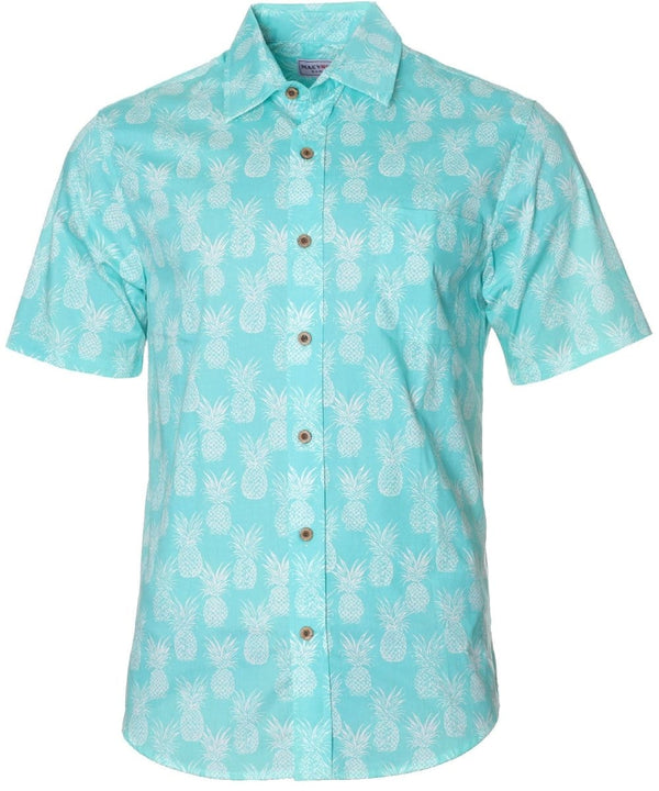 Pineapples Dude Resort Hawaiian Shirt Aqua