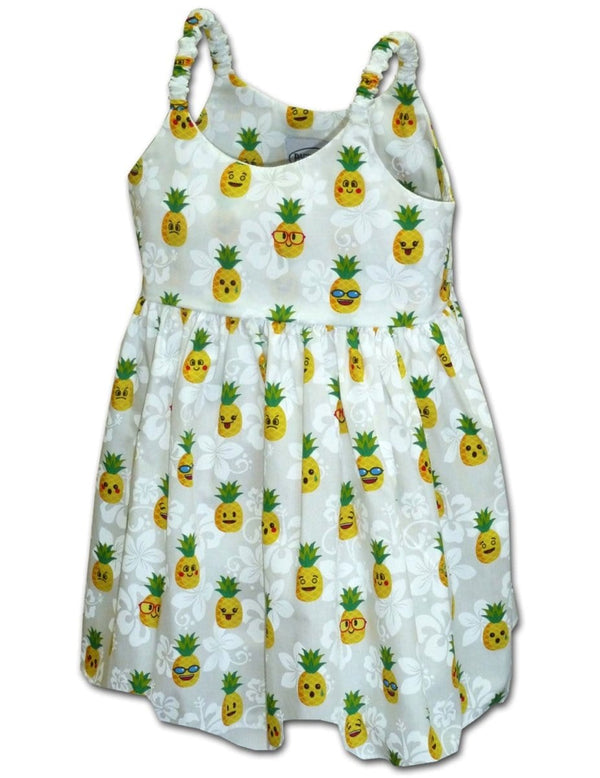 Pineapples Emoji Girl's Sundress White