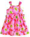 Plumeria Honu Girls Hawaiian Dress with Side Ties Pink RJC
