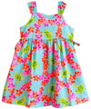 Plumeria Honu Girls Hawaiian Dress with Side Ties Turquoise RJC