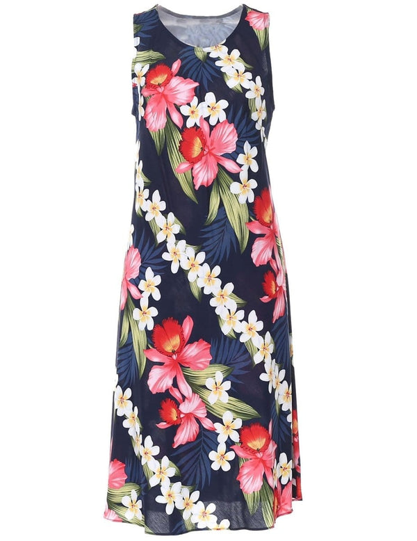 Plumeria Orchid Panel Knee Length Short Dress