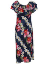 Plumeria Orchid Panel Off Shoulder Short Hawaiian Dress
