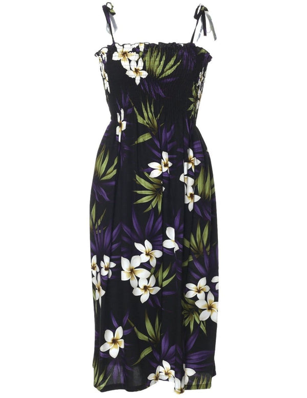 Plumeria Rain Short Dress Black
