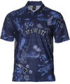 Men's Polo Shirt Hawaiian Island Tribal Gecko Navy