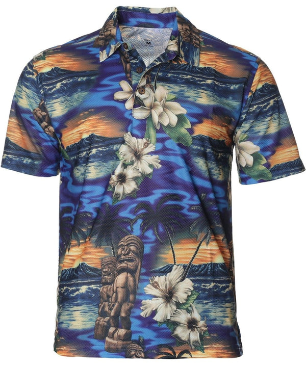 Men's Polo Shirt Island Tiki Navy
