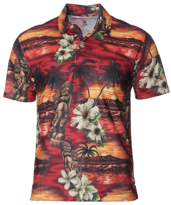 Men's Polo Shirt Island Tiki Red